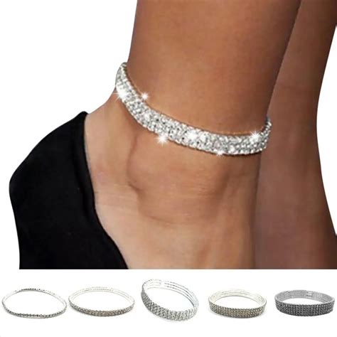 Imucci Elastic Anklet Stretch Anklets Women Boho Crystal Bracelet