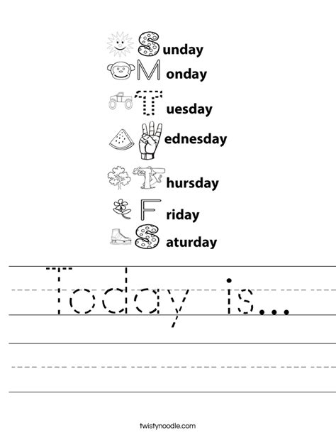 Today Is Worksheet Twisty Noodle