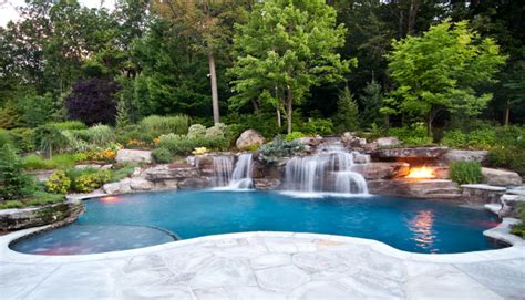 Backyard Swimming Pool Waterfall Design Bergen County Nj