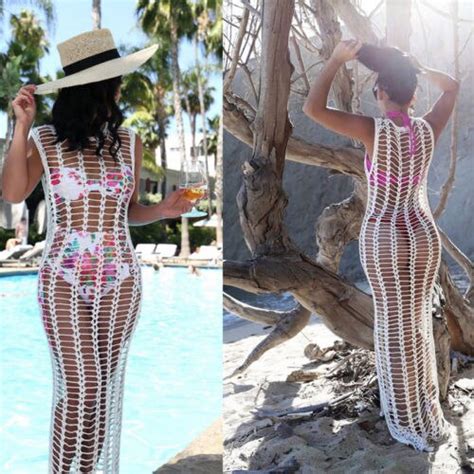2018 Summer Sexy Women Bikini Cover Ups Swimsuit Female Sexy Crochet Hollow Out White Solid