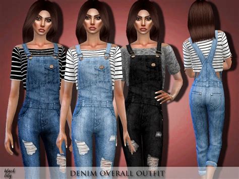 The Sims Resource Denim Overall Outfit By Black Lily Sims 4 Downloads