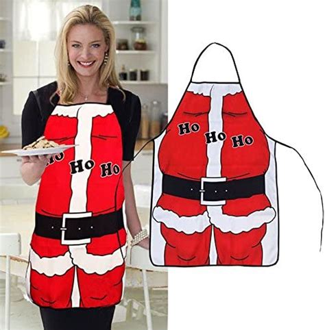 Adult Christmas Santa Apron Red Bib Waitress Fancy Dress Costume Xmas Supply St