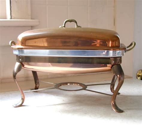 Copper Food Warmer Chafing Dish Vintage Very Nice And Clean Etsy Food Warmer Chafing Dishes