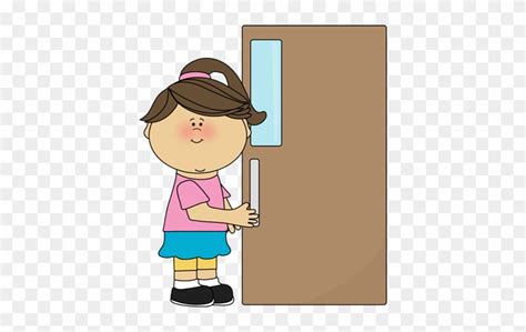 A Girl Looking Through A Slightly Open Door Clipart Door Holder