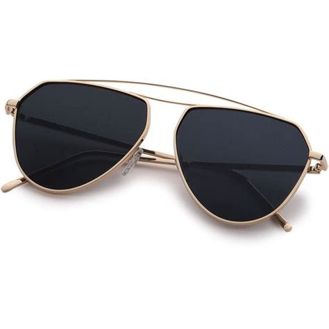 shein sheinside gold metal frame black lens aviator sunglasses 14 aud liked on polyv… retro