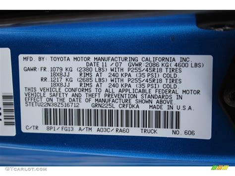 Toyota Tacoma Paint Code