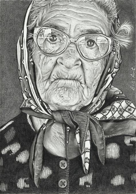 Old Woman Drawing Pencil