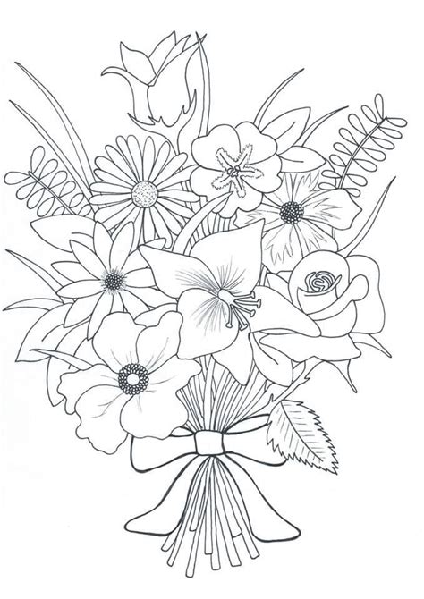 Free Flower Bouquet Coloring Page Printable Coloring Page For Kids