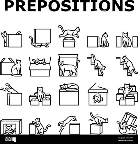 Preposition English Language Icons Set Vector Stock Vector Image And Art