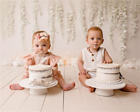 Brisbane Twin Cake Smash Photographer Twin Cake Smash 1st Birthday