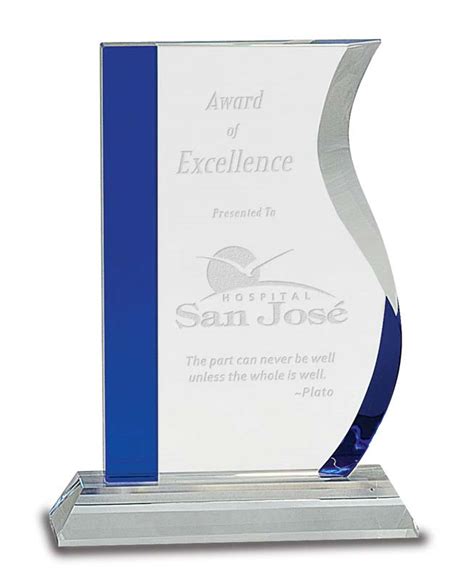 Crystal Wave Award With Reflective Blue Edge Cry155 Michelson Trophies