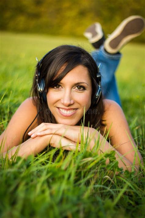 Young Woman Relaxing In Meadow Stock Image Image Of Person