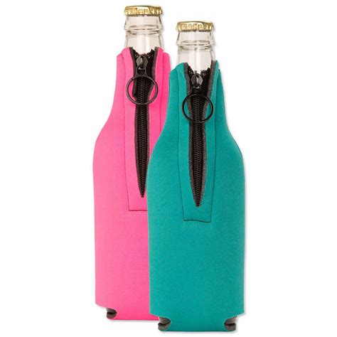 Foldable Foam Zipper Bottle Cooler White Custom Bottle Koozies