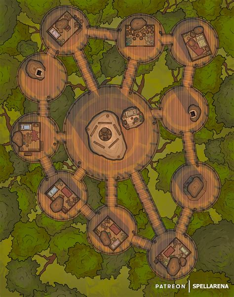 Treetop Village Spellarena On Patreon Fantasy City Map Dnd World