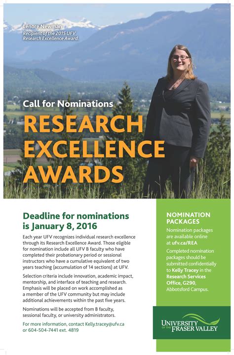 Research Excellence Award — Call For Nominations › Ufv Events