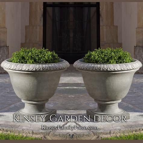 Kinsey Garden Decor Urn Cast Stone Outdoor Planters For Front Porch Or