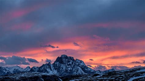 Wallpaper Mountains Sky Clouds Peak Snowy Mountain Sunset Italy