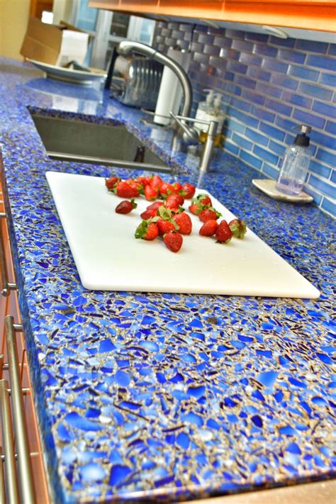 The countertop contains 75 pounds of recycled blue. Cobalt Skyy Patina | Unique kitchen countertops, Glass ...