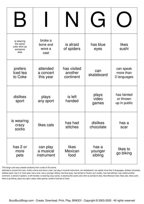 To eat a small to wine and dine: Find Someone Who... Bingo Cards to Download, Print and ...