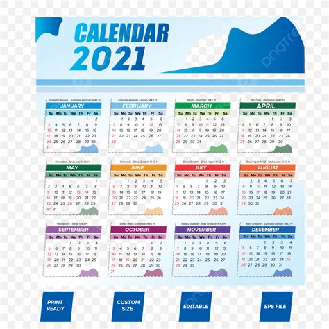 Gambar 2021 Kalender Tahun Baru Dapat Diedit Templat Untuk Unduh Gratis