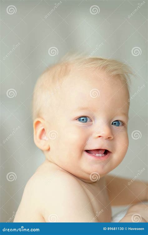 Baby Boy With Blue Eyes Stock Photo Image Of Adorable 89681130
