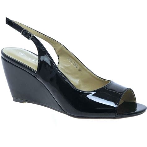 Grs Abaccus Wedges Patent Slingbacks Charles Clinkard