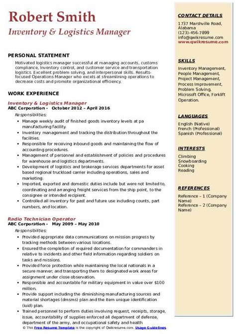 Logistics Manager Resume Logistics Resume Samples Examples And Tips