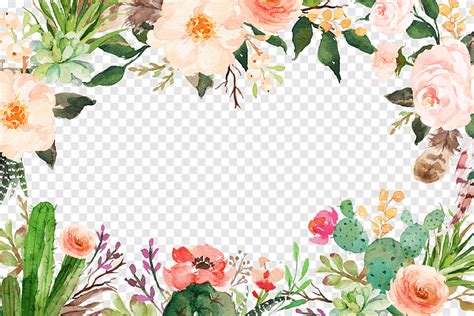Watercolor Flowers Smile Flowers Border Flowers Cactus Png Pngegg