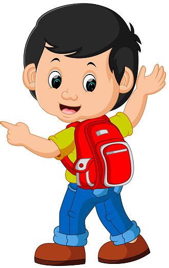 Boy With Backpacks Cartoon Stock Illustration Download