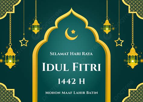 Hari Raya Idul Fitri Background With Mosque And Lantern Pattern