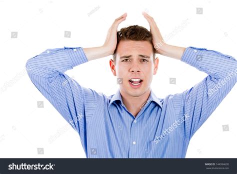 Closeup Portrait Angry Frustrated Man Pulling Stock Photo 144994630