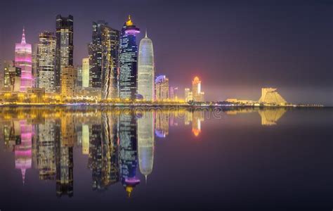 The Skyline Of West Bay And Doha City Qatar Stock Photo Image Of