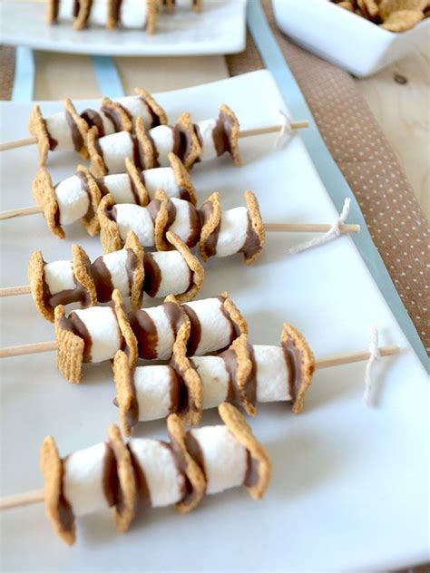 Brush crackers with melted butter. mini s'mores on a stick - appetizers | Snacks | Pinterest ...