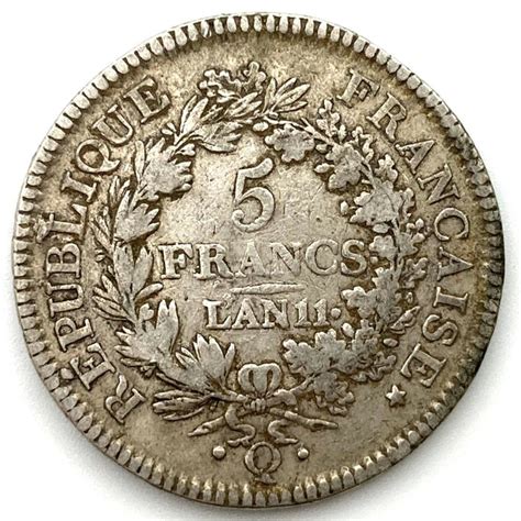 France Consulat 1799 1804 5 Francs An 11 Q Union Et Catawiki