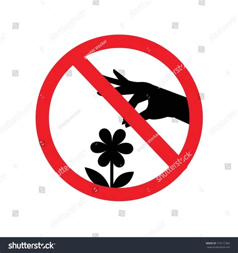 Dont Pick Flower Sign Vector Red Stock Vector Royalty Free 710111965