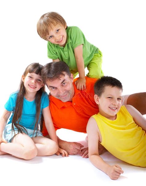 Uncle With Nephews And Niece Stock Image Image Of Looking Smiling