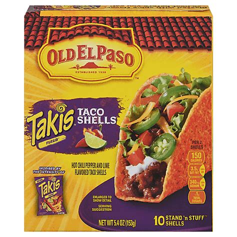 Old El Paso Takis Fuego Hot Chili Pepper And Lime Flavored Taco Shells