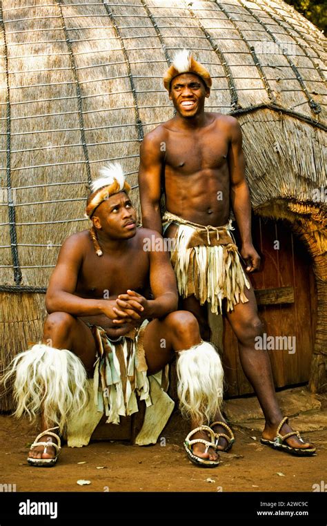 People Zulu Men In Traditional Dress Model Released Lesedi Cultural Village Near Johannesburg