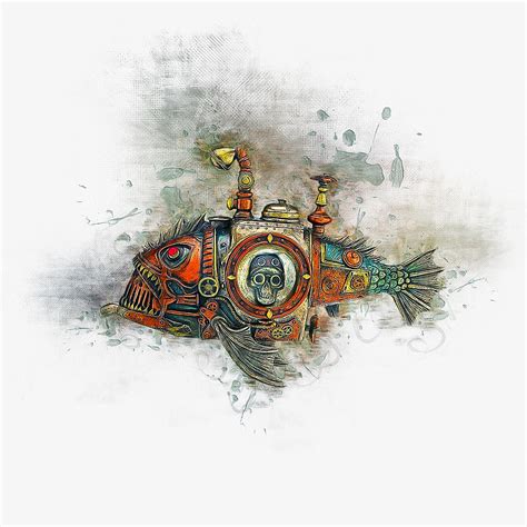 Steampunk Fish Drawing By Ian Mitchell Pixels