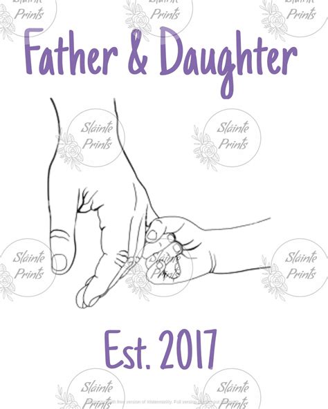 Personalized Father And Daughter Print Holding Hands Art Etsy