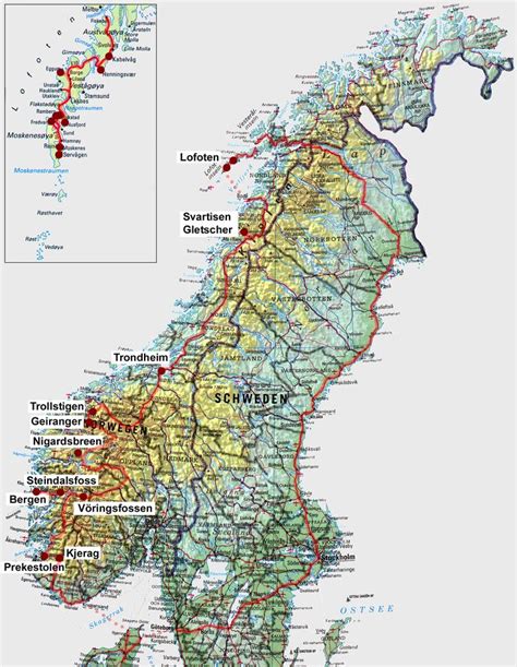 Karte Norwegen Norwegen Karte Norwegen Landkarte Skandinavien Karte