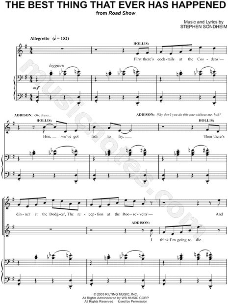 the best thing that ever has happened from road show sheet music in g major transposable