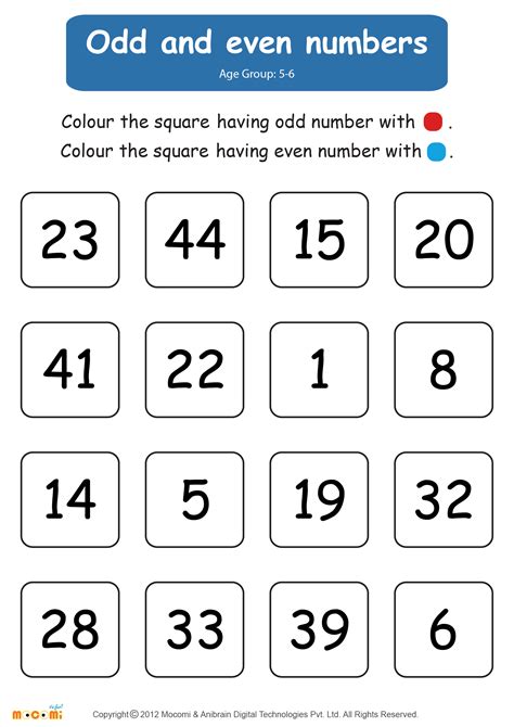 Odd Or Even Numbers Worksheet