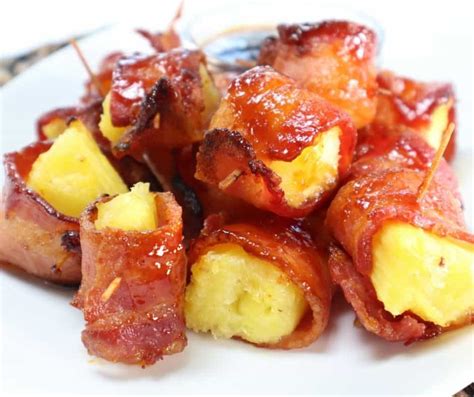 Air Fryer Bacon Wrapped Pineapple Fork To Spoon