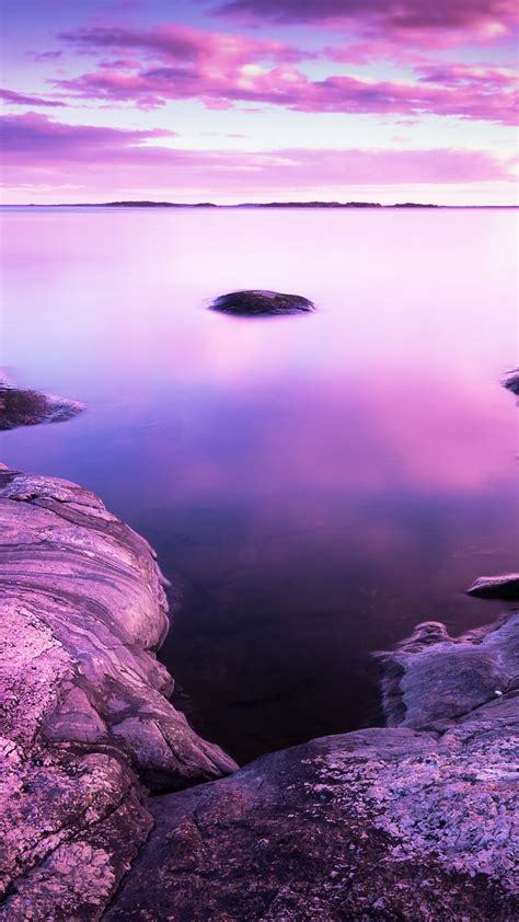 4k Wallpaper Sunset Scenery Rocks Lake Purple Sky 8k Nature 91