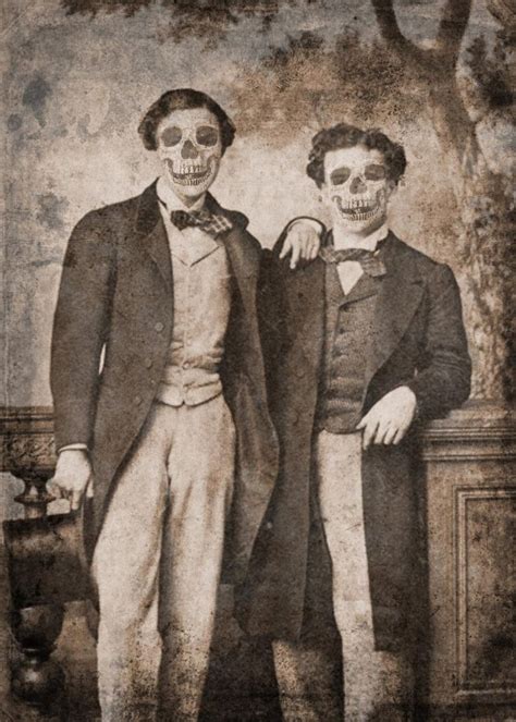Vintage Halloween Portrait Spooky Victorian Skeleton Men Etsy