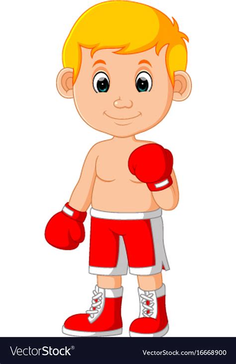 Cute Boy Boxing Cartoon Royalty Free Vector Image