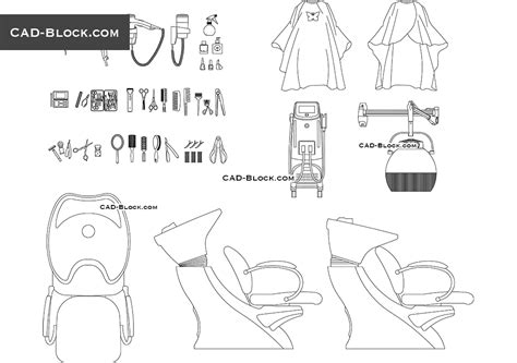 Beauty Salon Equipment CAD blocks, AutoCAD 2D models