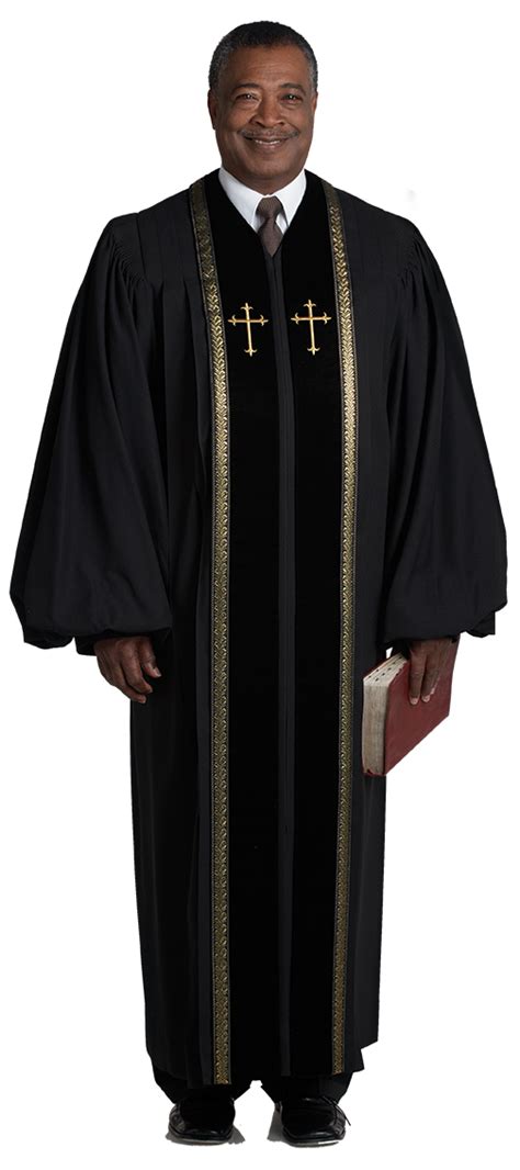 Pulpit Robe Rt Wesley Black With Gold Piping Crosses H 93m Ministry Apparel Mens Ministry