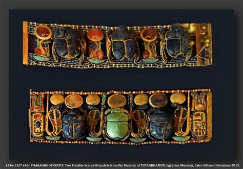 1336 1327 445c Pharaohs Of Egypt Two Flexible Scarab Bracelets From